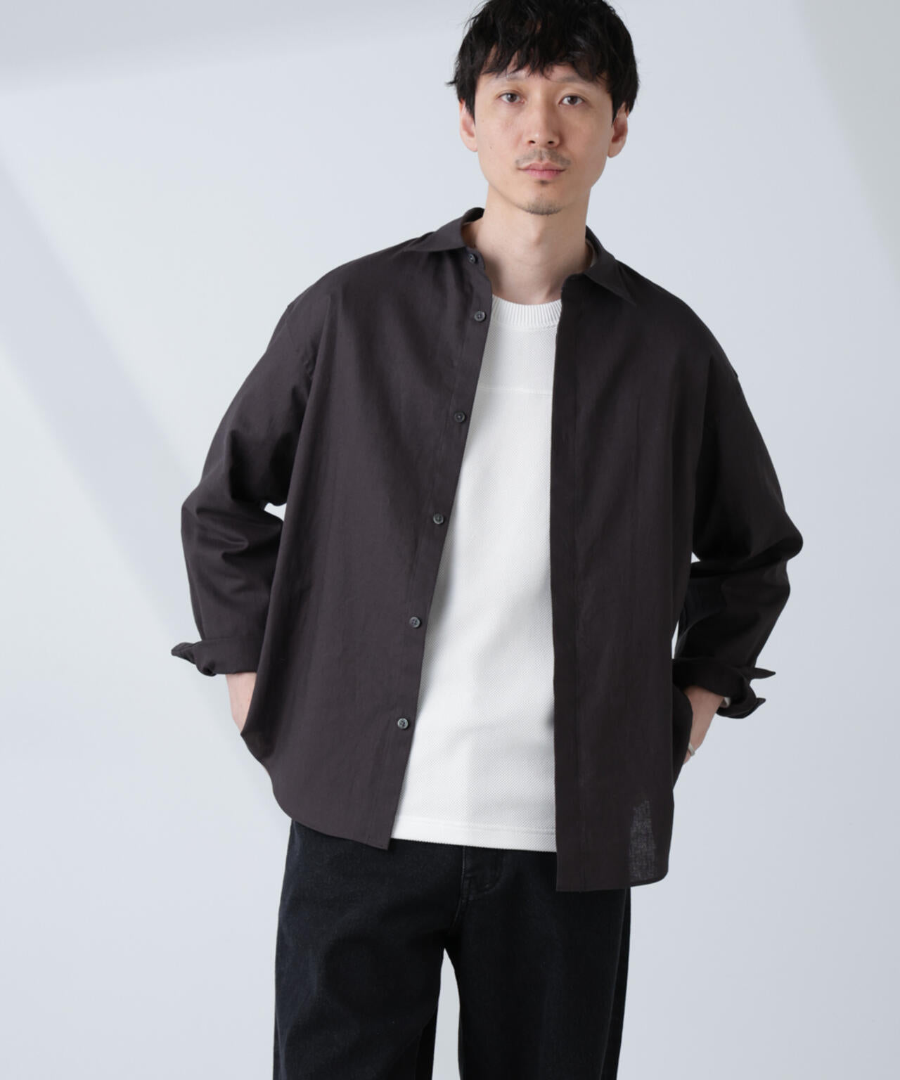 「BELGIUM LINEN FABRICS」リネンコットンレギュラーシャツ 6685120218