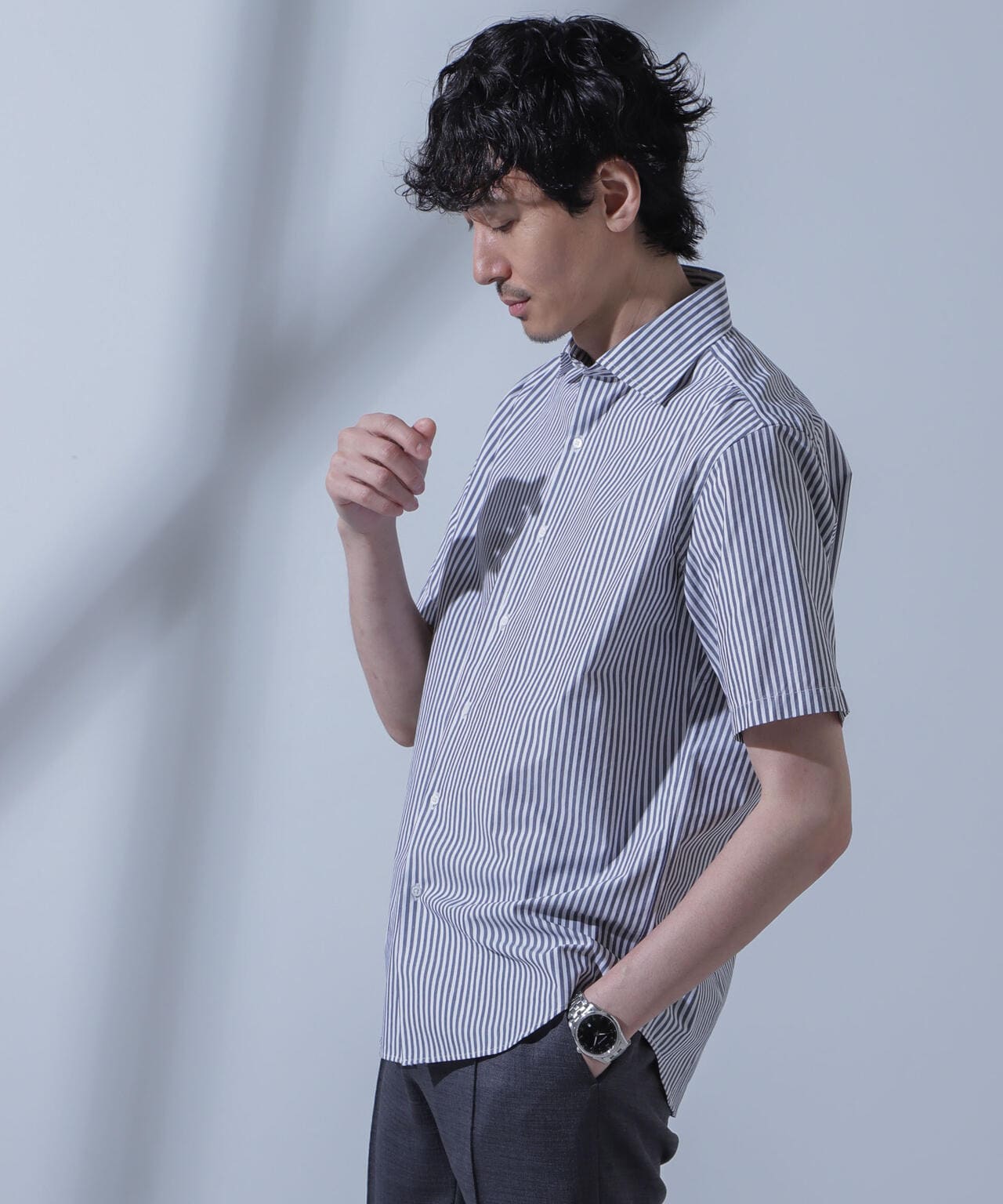 「N SHIRTS」AntiSoaked(R)汗染み防止セミワイドカラーシャツ半袖 6684121208