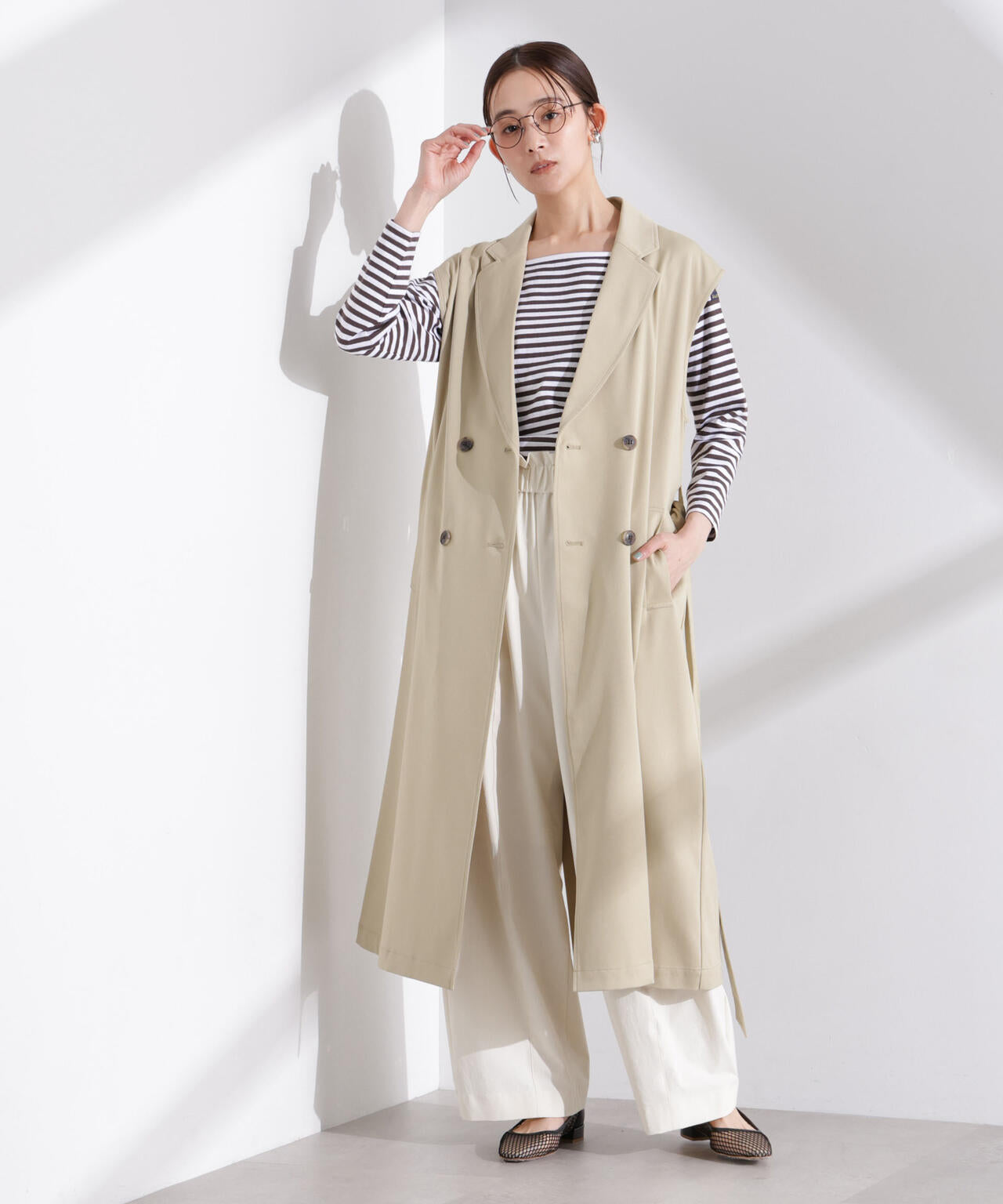 ダブルボタン ロングジレ ダブルボタン ロングジレ