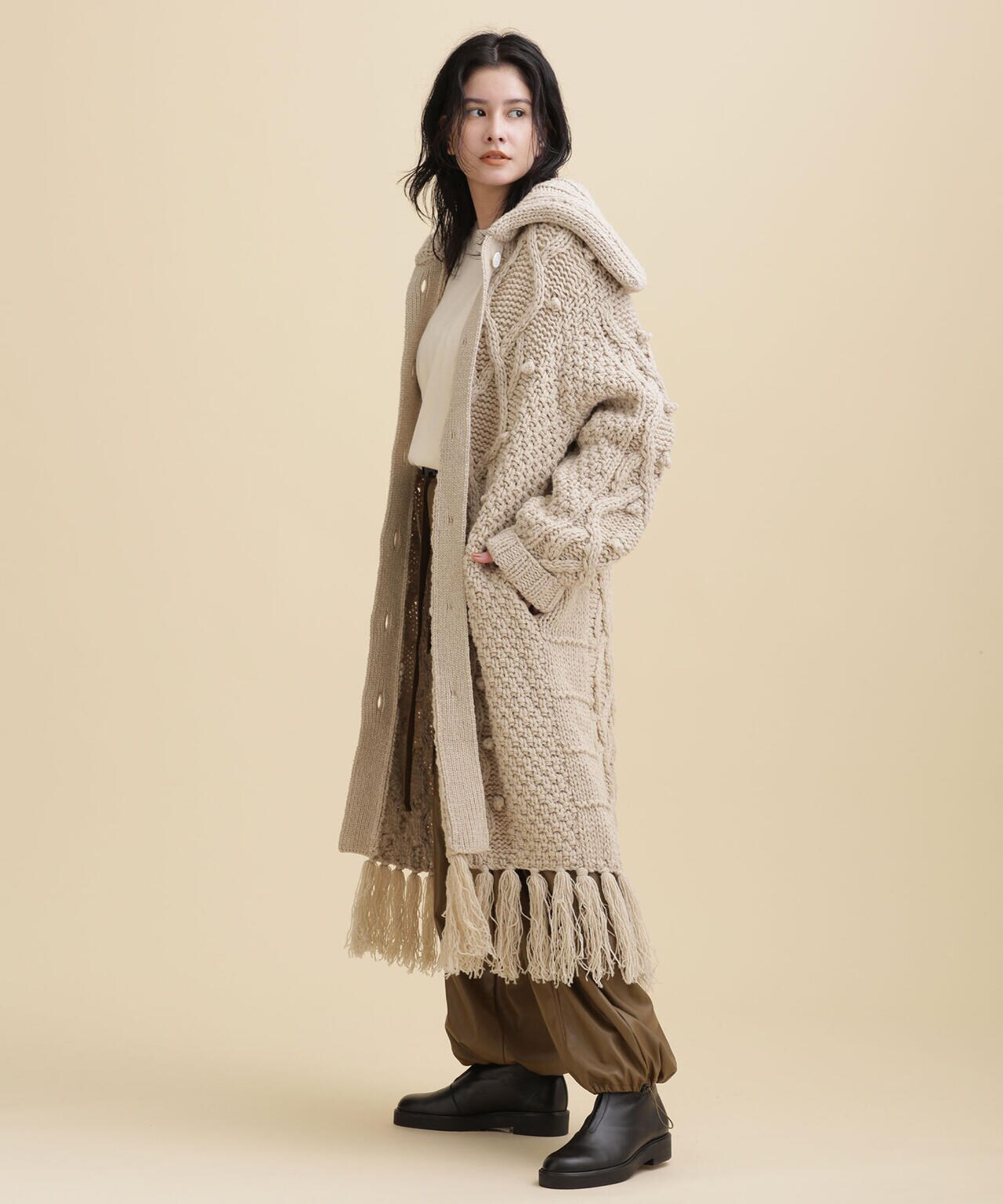 適切な価格 casa fline/フリンジロングニットカーディガン ジャケット・アウター