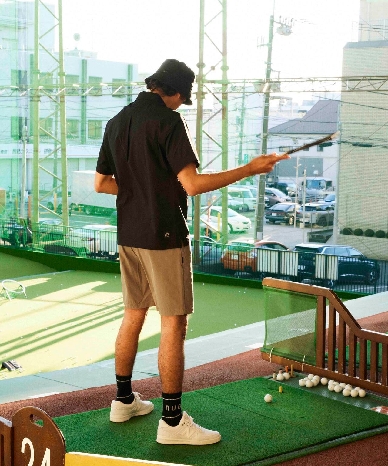 nano universe GOLF/サッカーストライプ半袖シャツ 6704124032