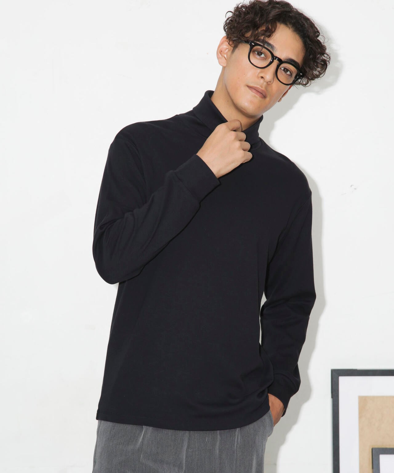 Anti Soaked(R) 汗染み防止 スムースタートルネックTシャツ 長袖 6684223206