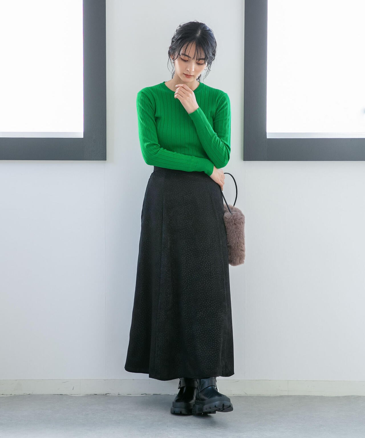 【美品】C.P.A. スカート　フレア　ブラック　L 美品】C.P.A. スカートフレアブラックL