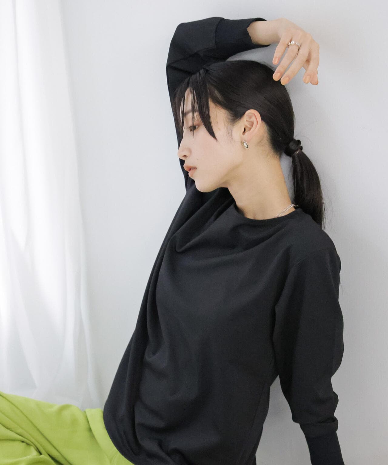 WEB限定 / リブ付 きれい見え ジョーゼット カットソー
