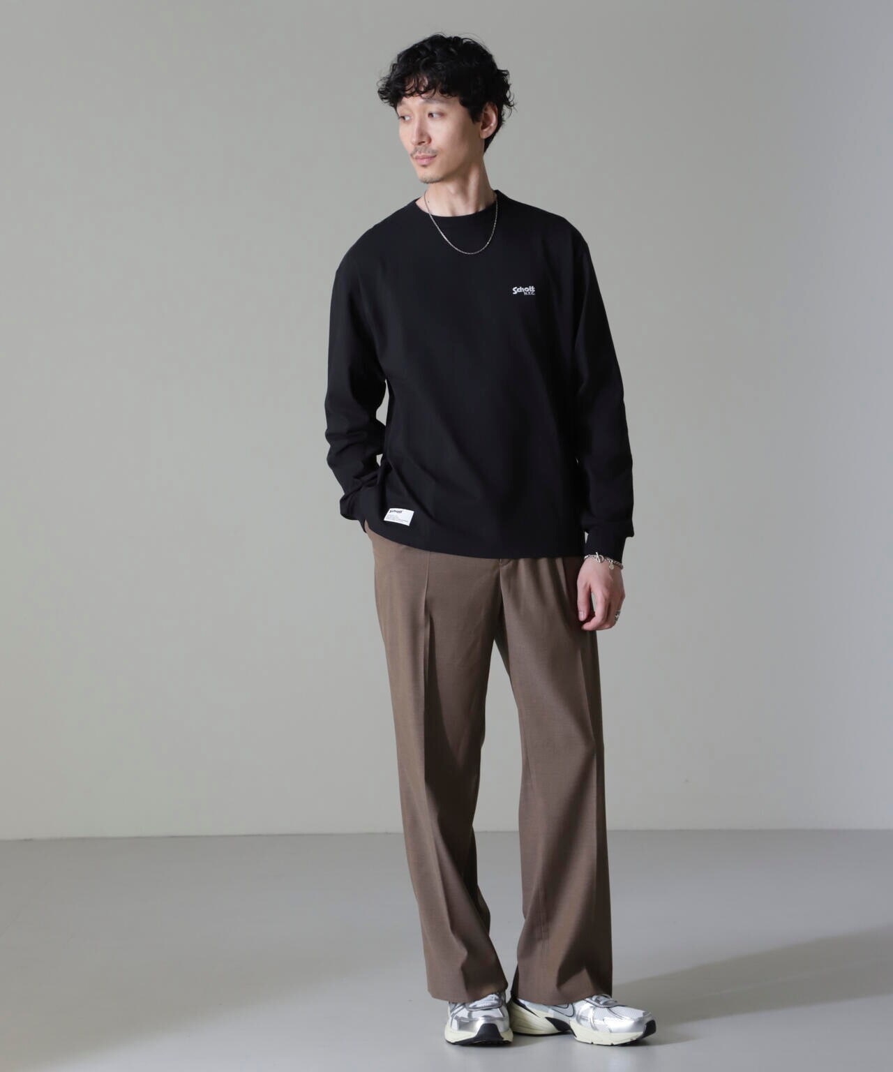Schott/別注 "LEATHER PARTS" L/S TEE 6704223068