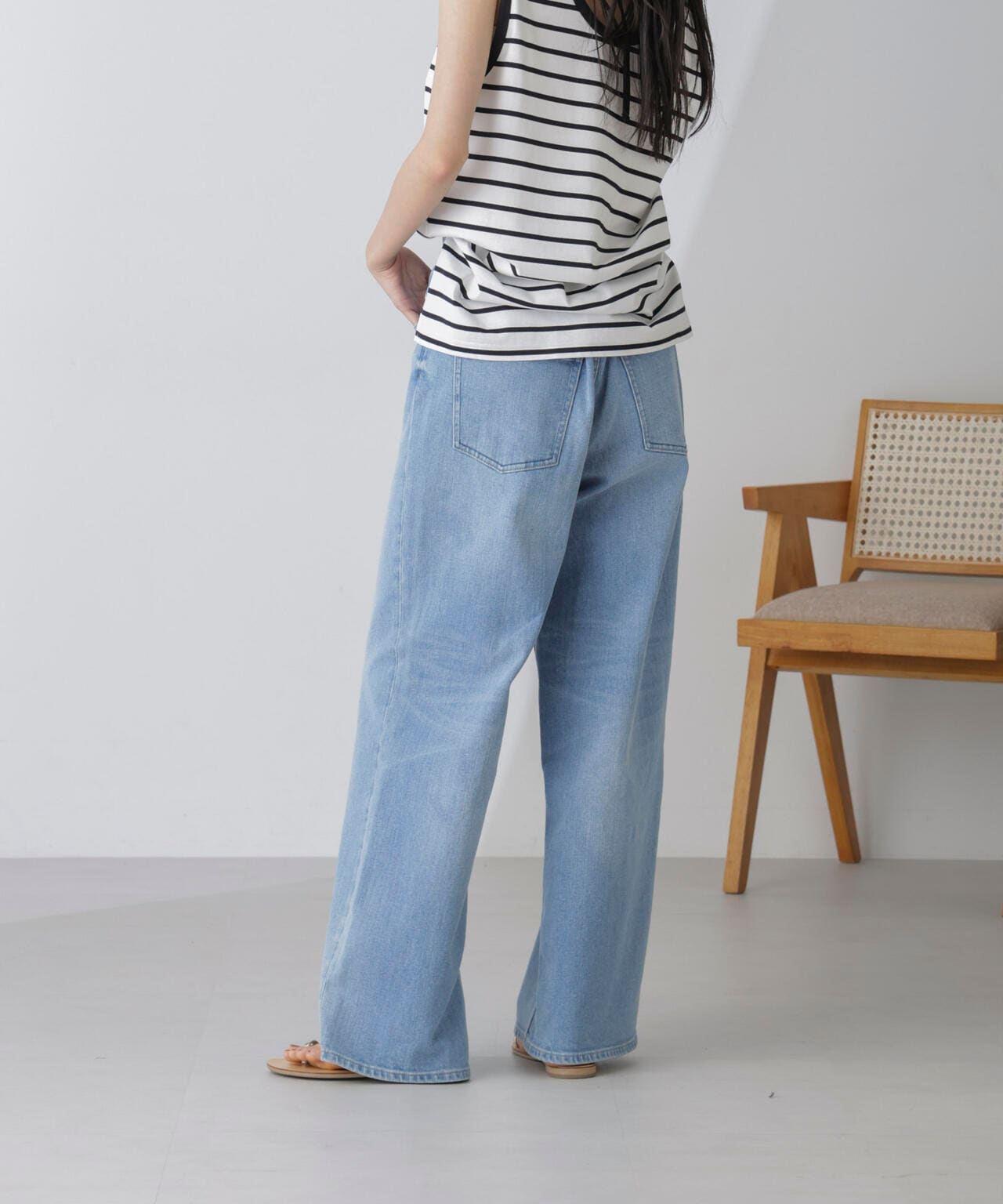 Healthy DENIM/別注 PinkPepper ワイド ストレートデニム L.ブルー 6714227017