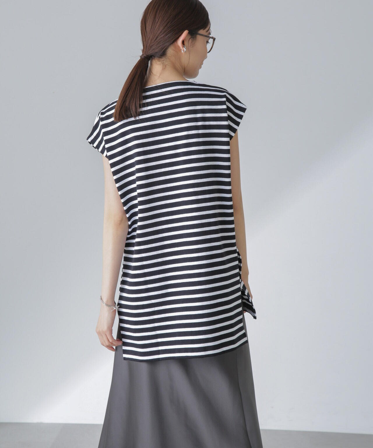 ORCIVAL/ロングスリット スリーブレス ボートネック PO 6714124035