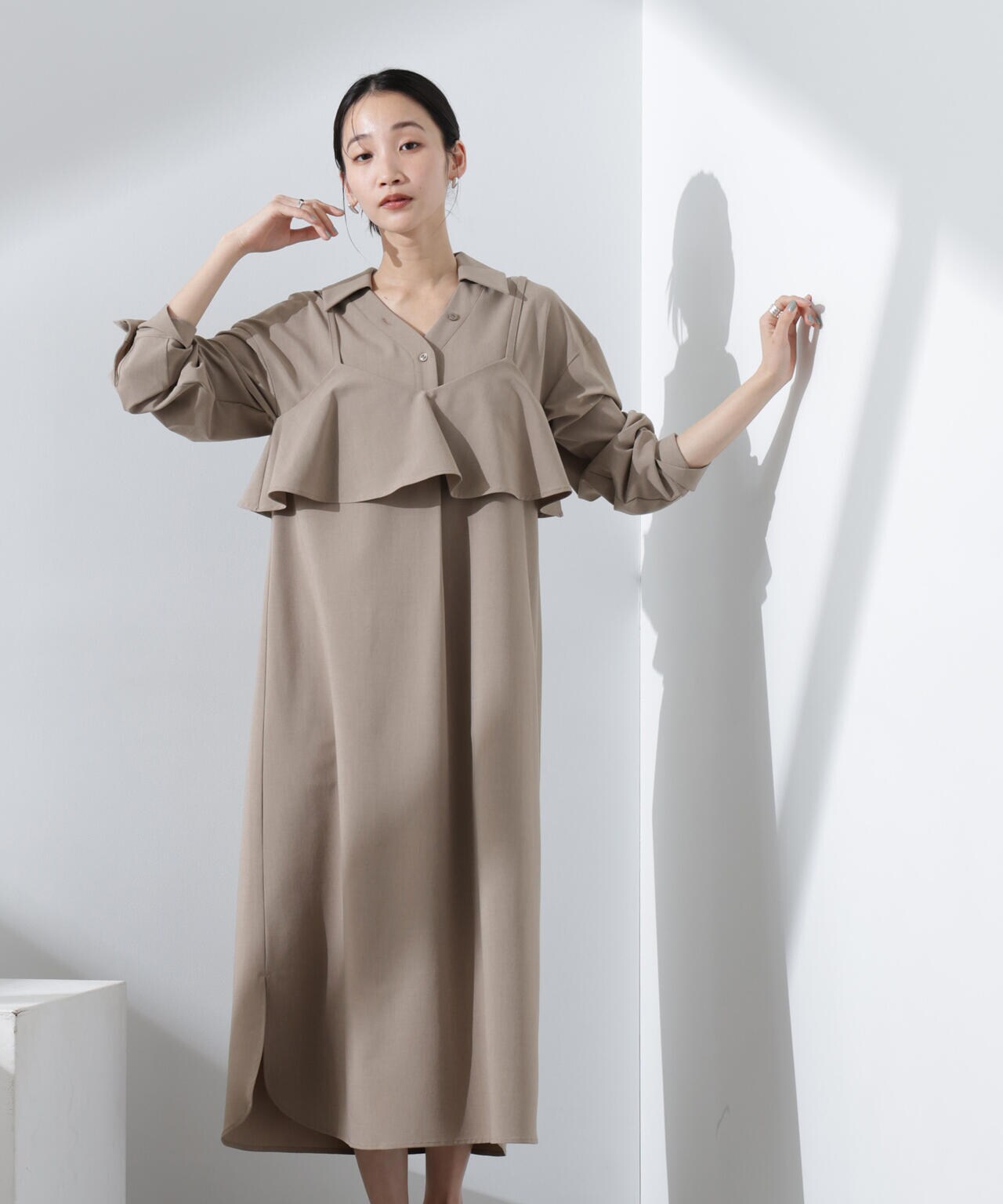 お歳暮 人気 オシャレ キャミソール SET スキッパーワンピース ＋ ビスチェ ワンピース