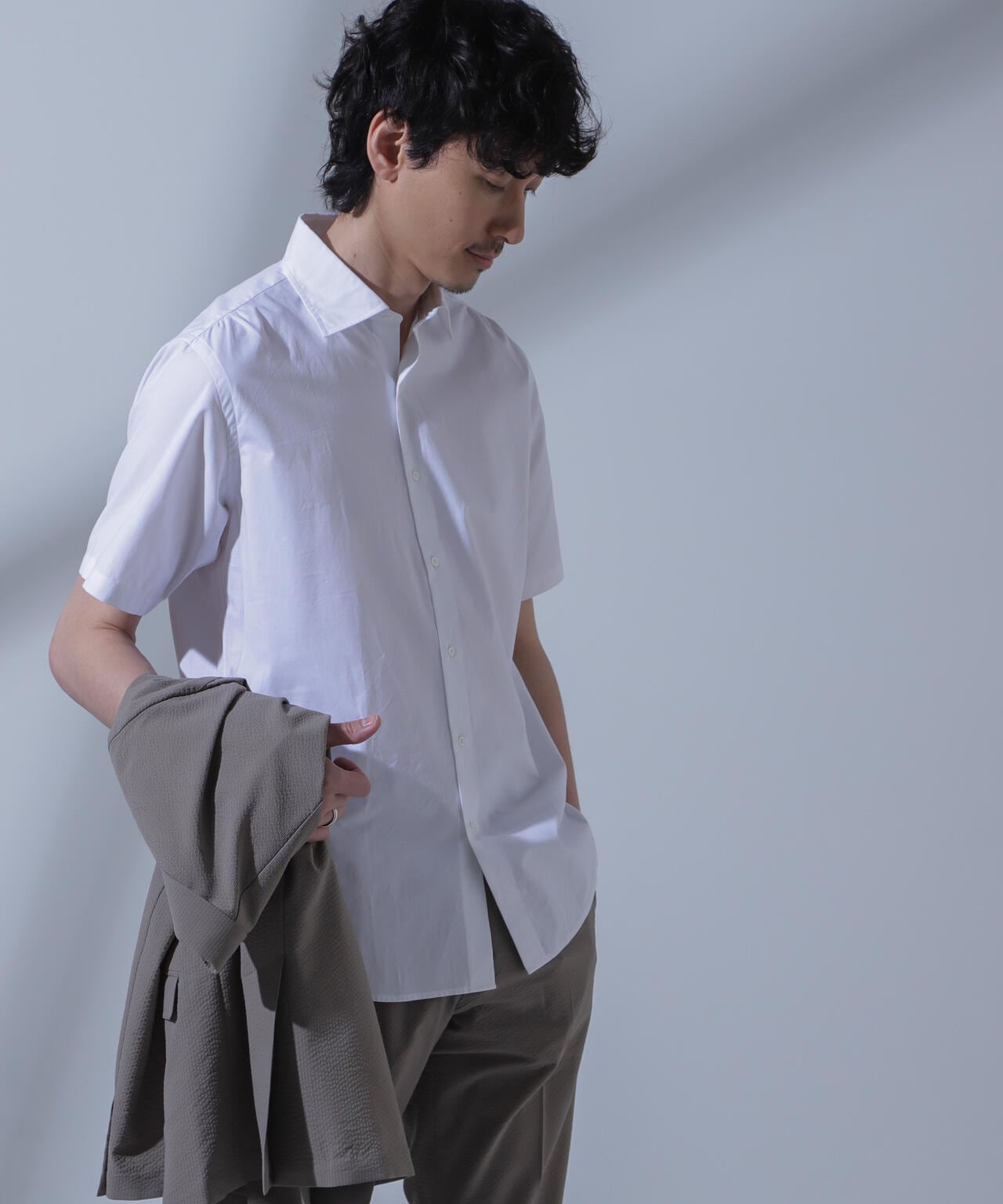 「N SHIRTS」AntiSoaked(R)汗染み防止セミワイドカラーシャツ半袖 6684121208