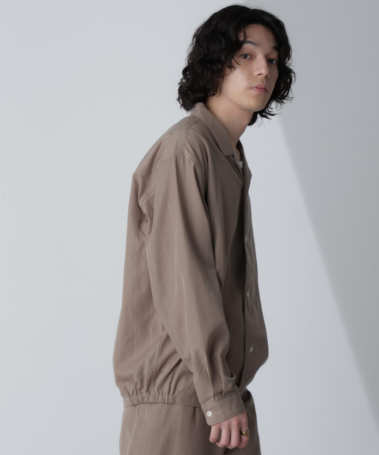 リネンブレンドピンストライプブルゾン(セットアップ可) 6684112230