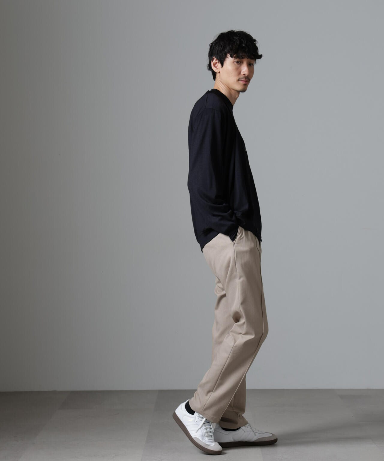 「N TROUSERS BASIC」CATINA(R)メランジ二重織ツイルストレッチパンツ(セットアップ可) 6684229204