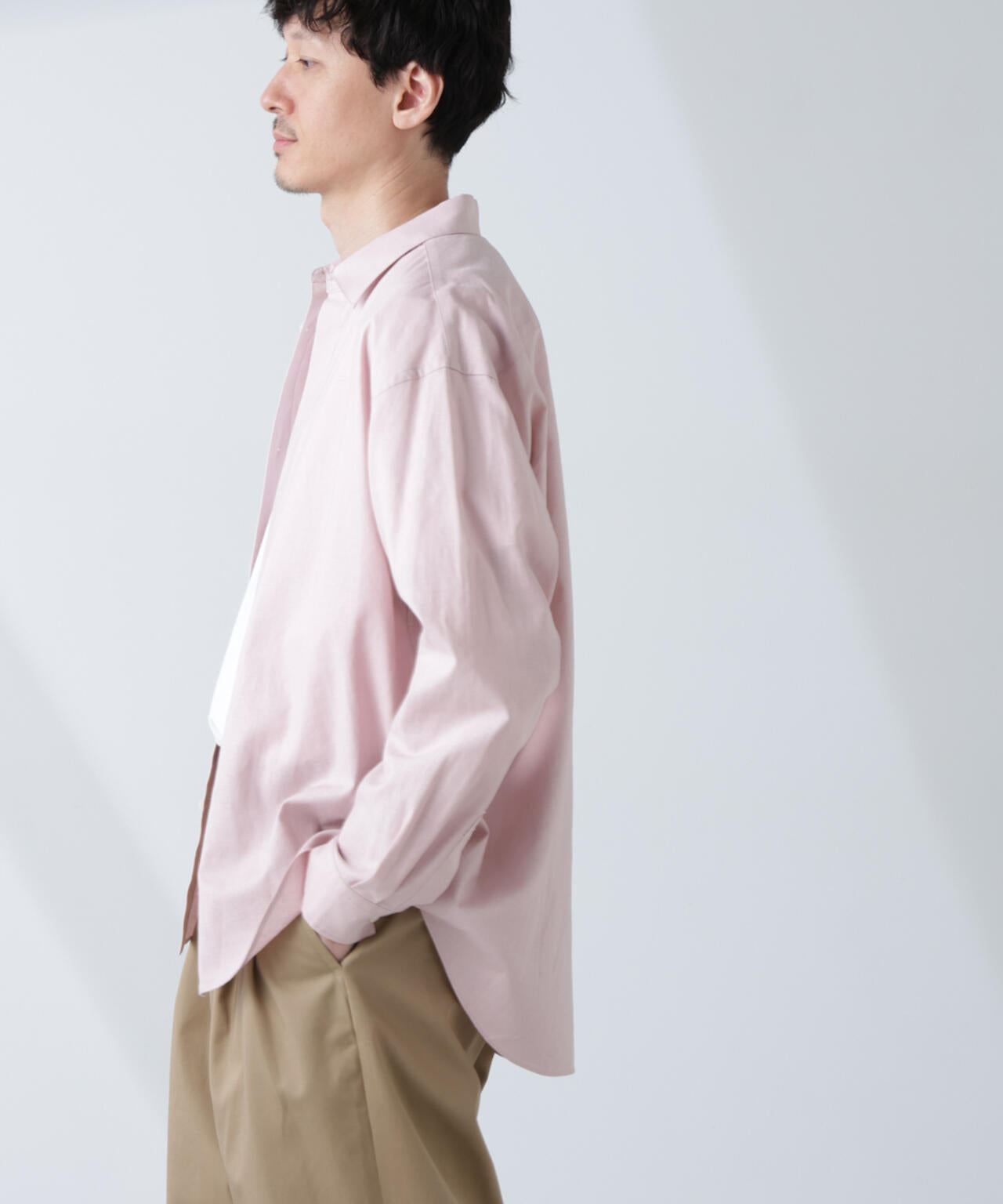 「BELGIUM LINEN FABRICS」リネンコットンレギュラーシャツ 6685120218