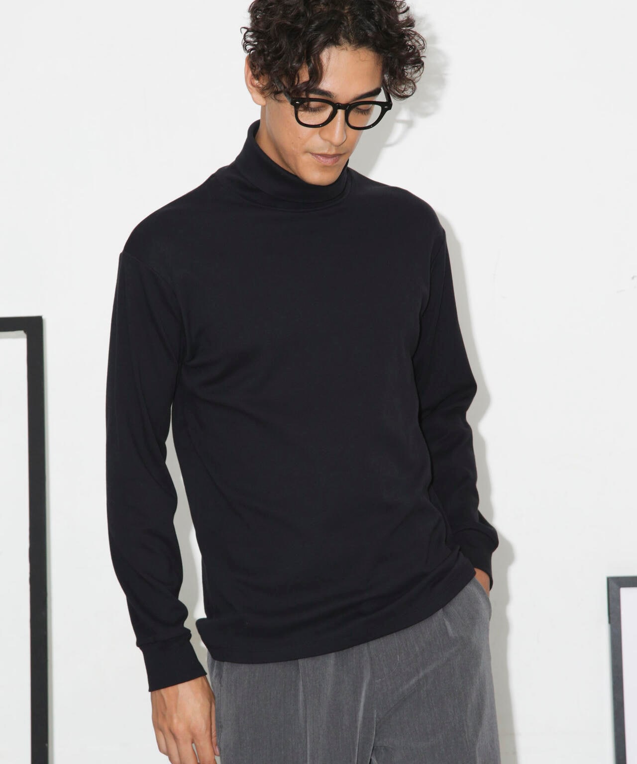 Anti Soaked(R) 汗染み防止 スムースタートルネックTシャツ 長袖 6684223206
