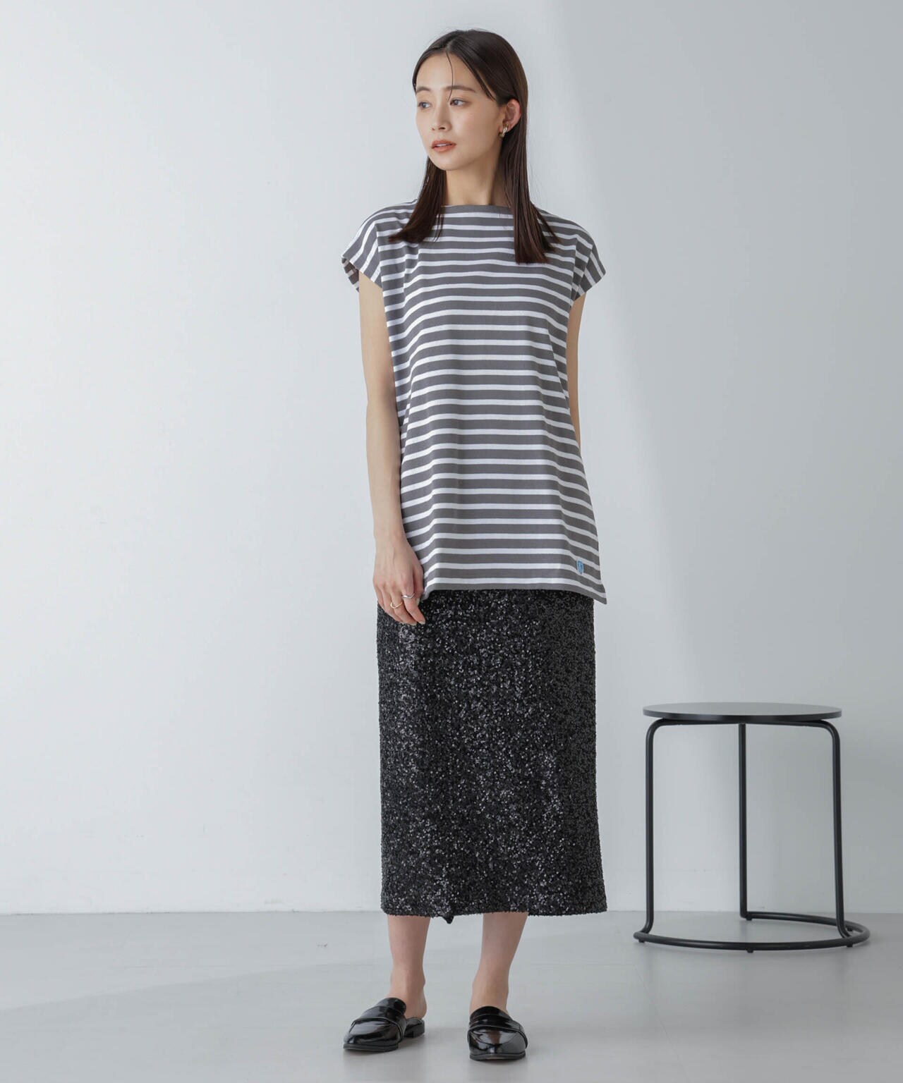 ORCIVAL/ロングスリット スリーブレス ボートネック PO 6714124035