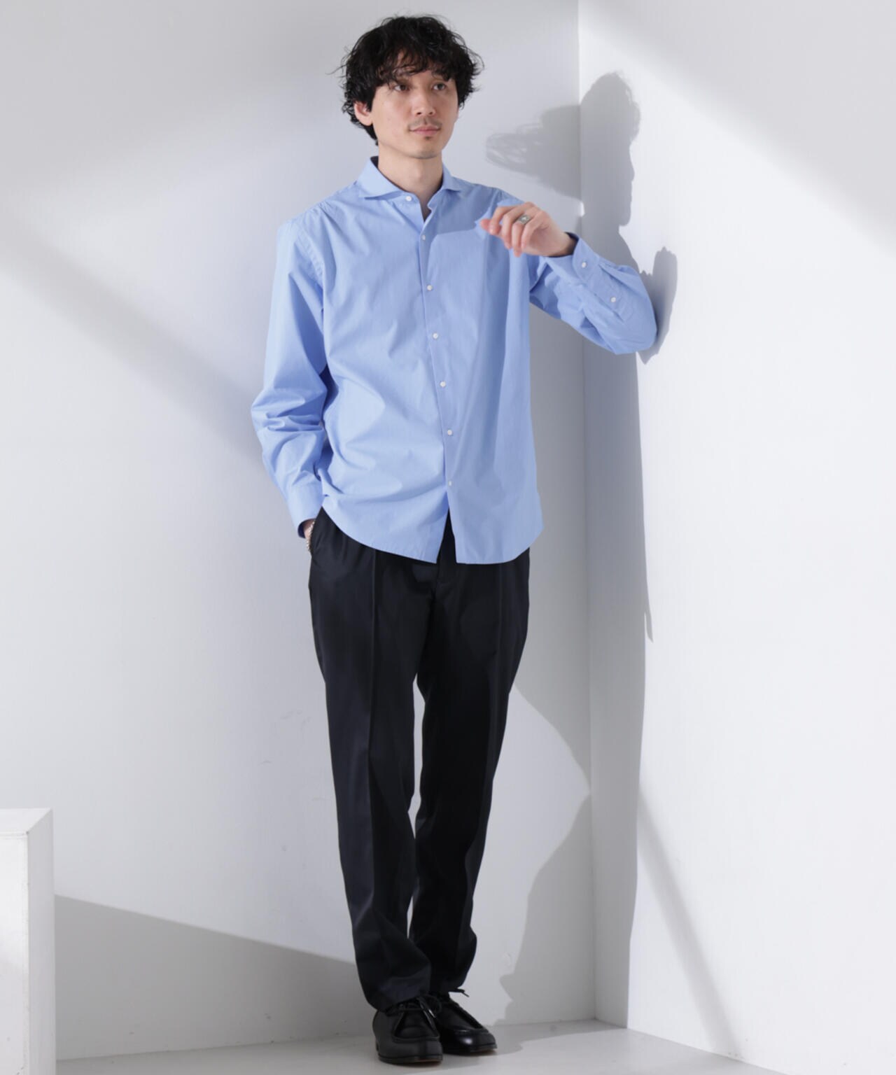 ｢N shirt｣Anti Soaked(R) 汗染み防止ホリゾンタルカラーシャツ長袖 6685120202