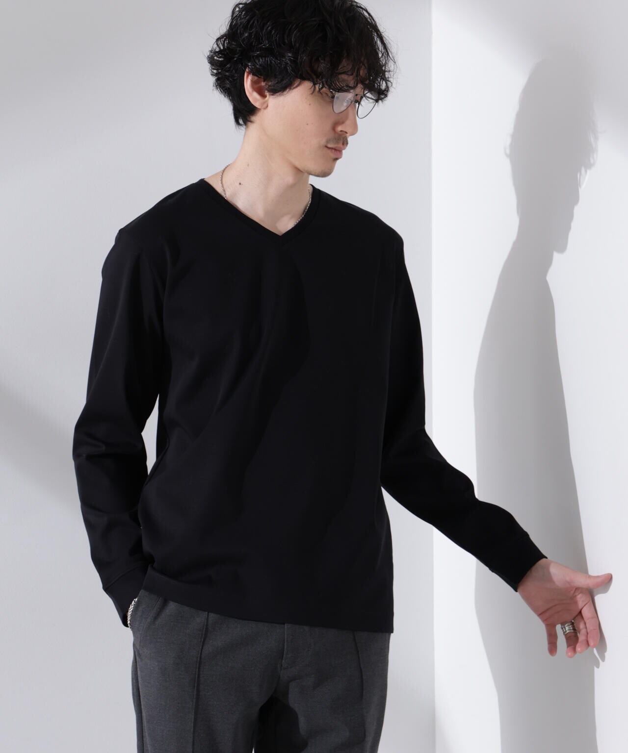 アンチスメル VネックTシャツ 長袖 6725123206