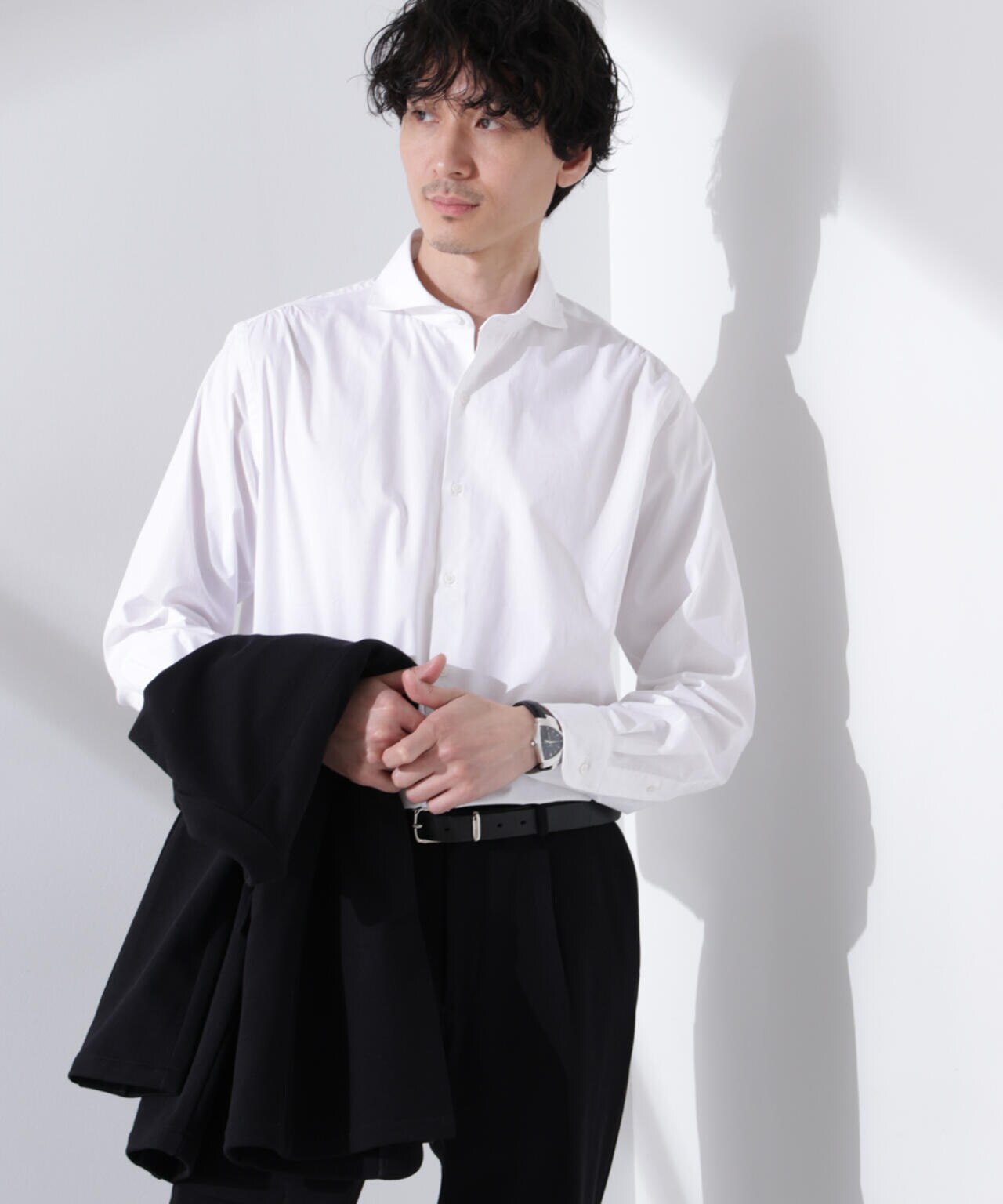 ｢N shirt｣Anti Soaked(R) 汗染み防止ホリゾンタルカラーシャツ長袖 6685120202