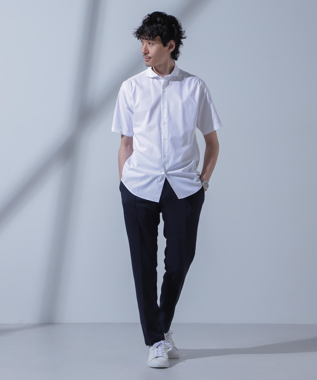 「N SHIRTS」AntiSoaked(R)汗染み防止ホリゾンタルカラーシャツ半袖