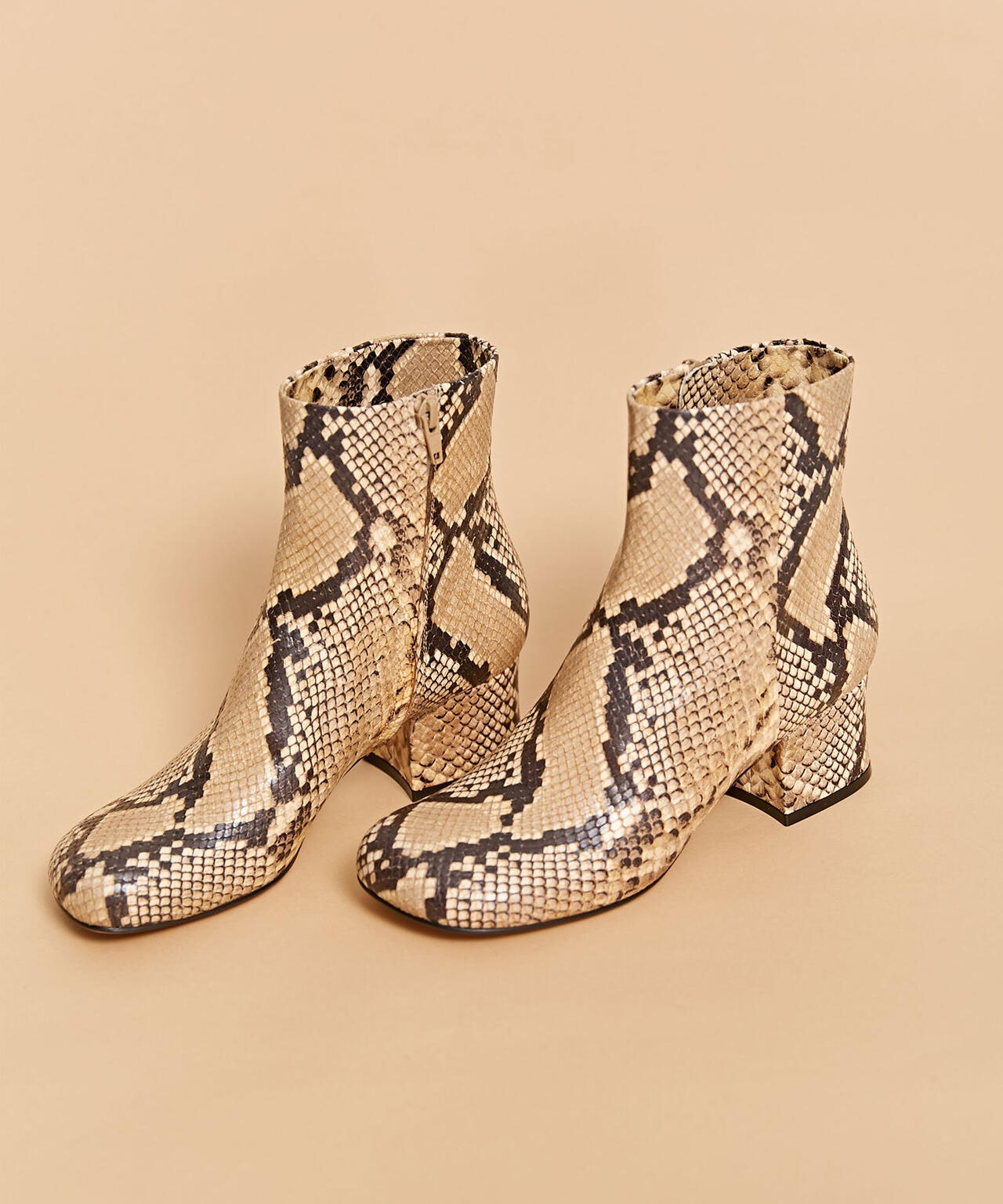 PELLICO/PYTHON FRONTE SHORT BOOTS 5cm