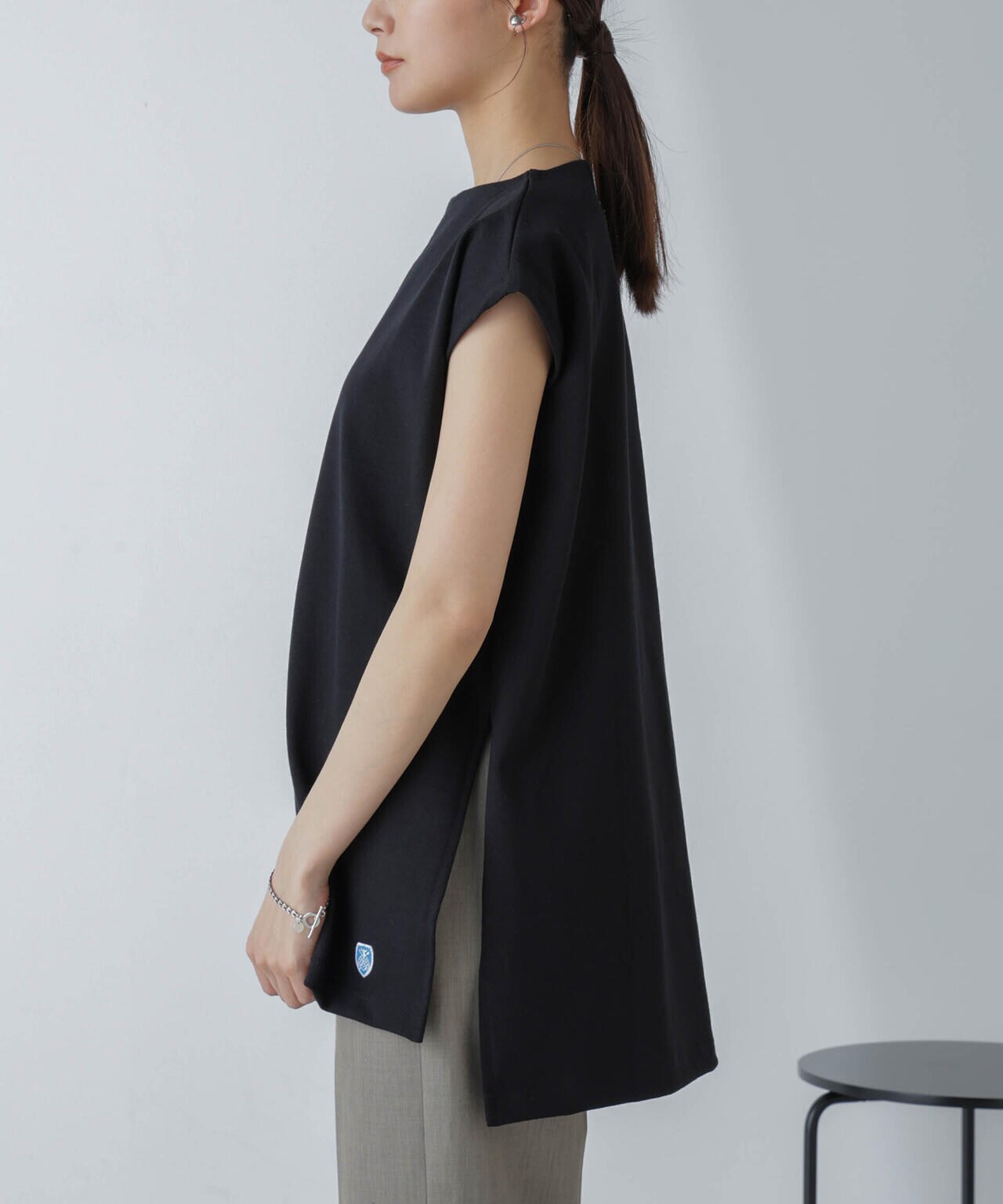 ORCIVAL/ロングスリット スリーブレス ボートネック PO 6714124035