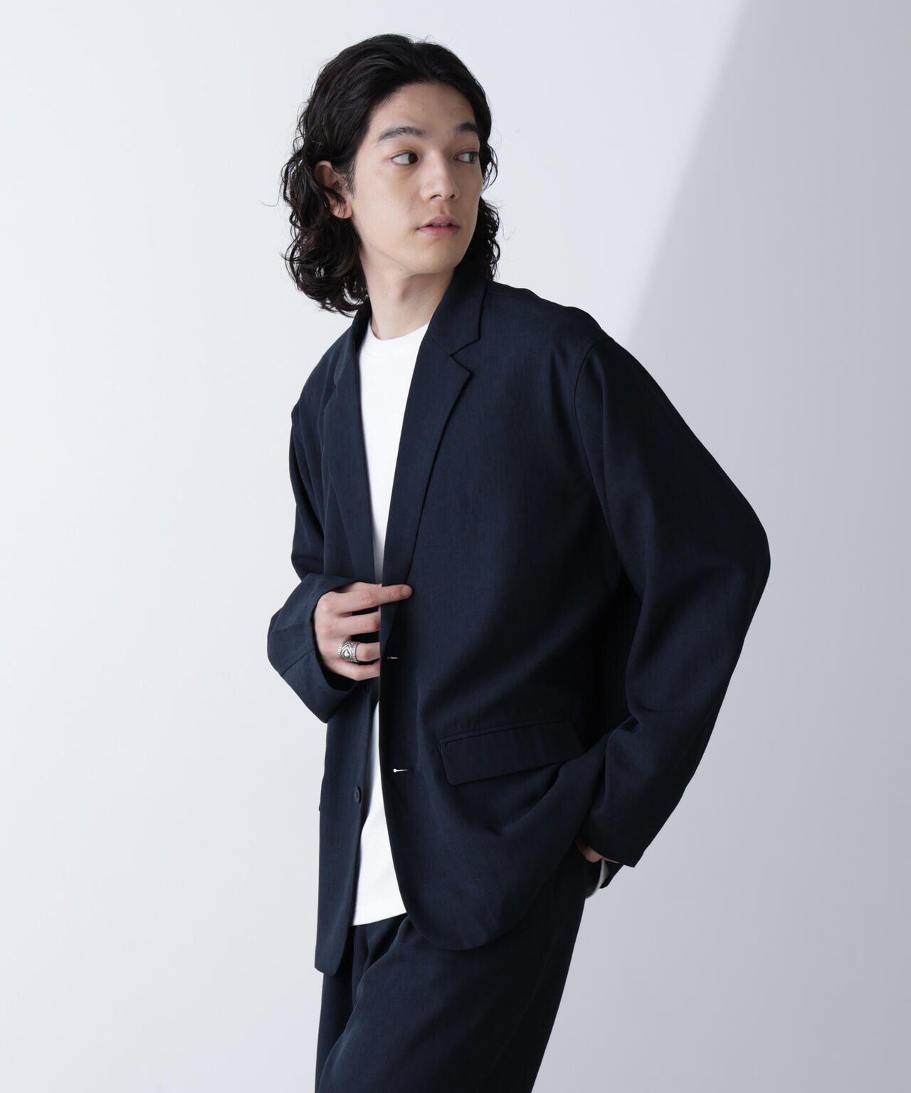 テック リネン ラペル シャツ 長袖 ( セットアップ可 )