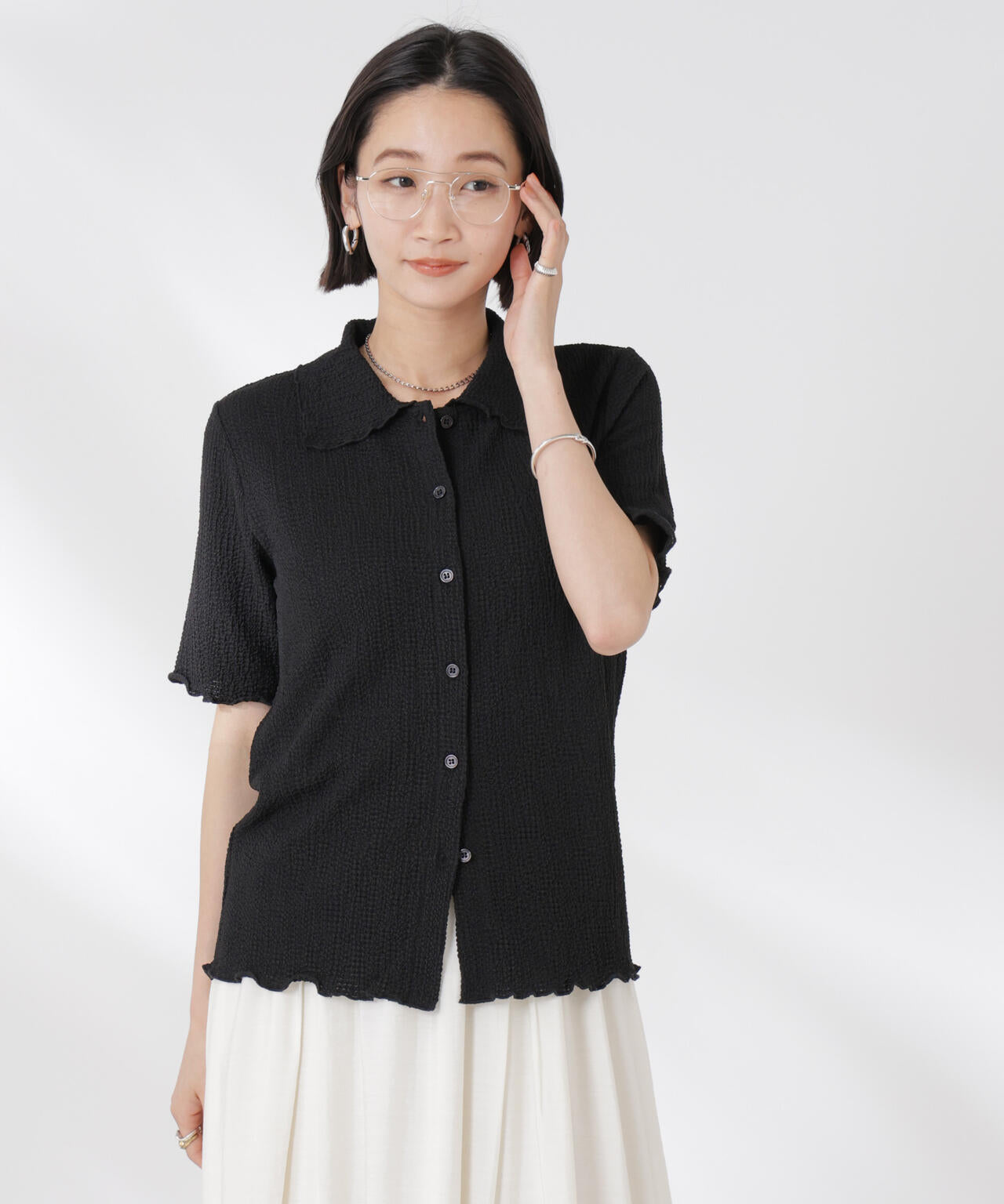 衿付カットジャガードメロートップス 6735124322