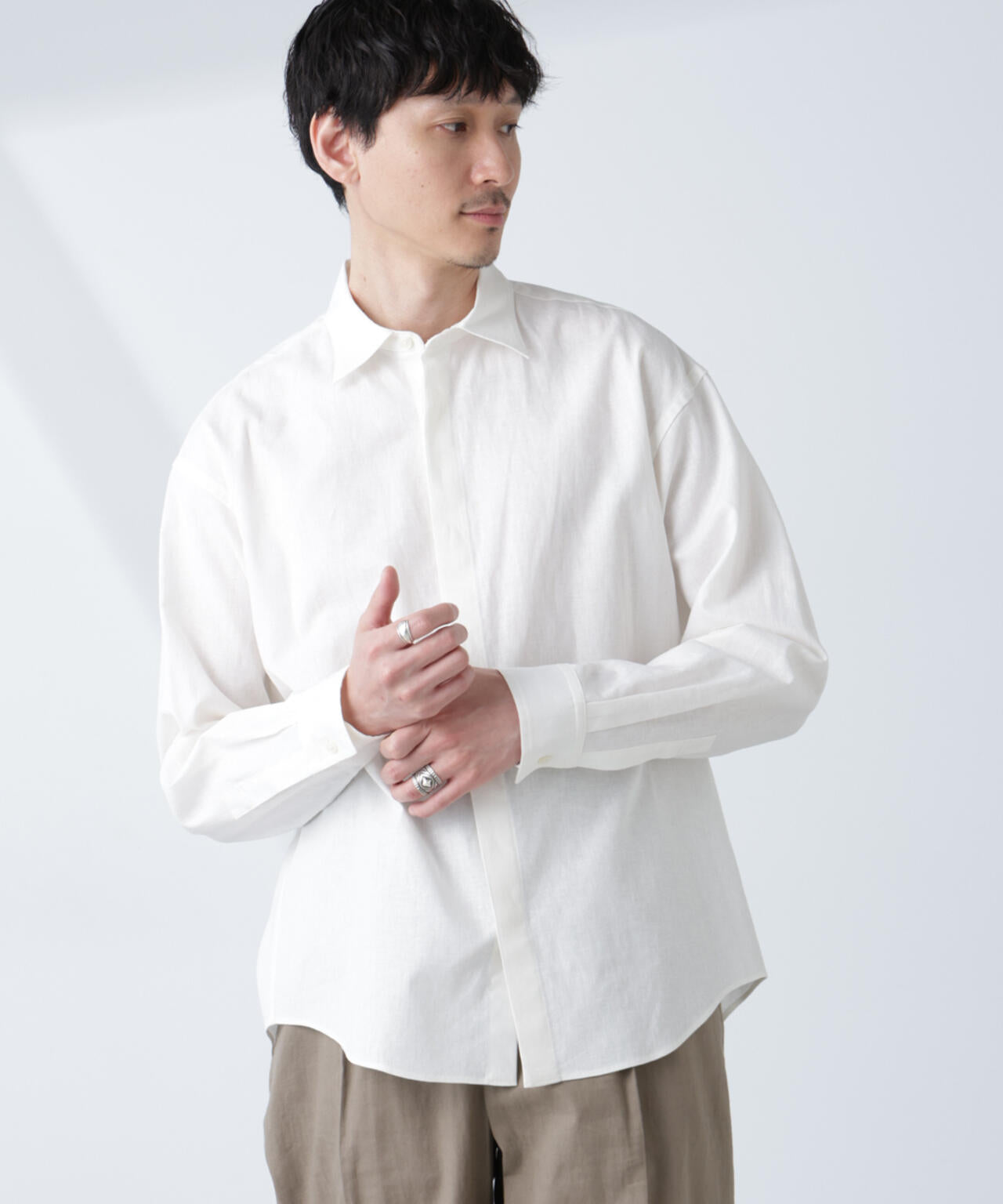「BELGIUM LINEN FABRICS」リネンコットンレギュラーシャツ 6685120218