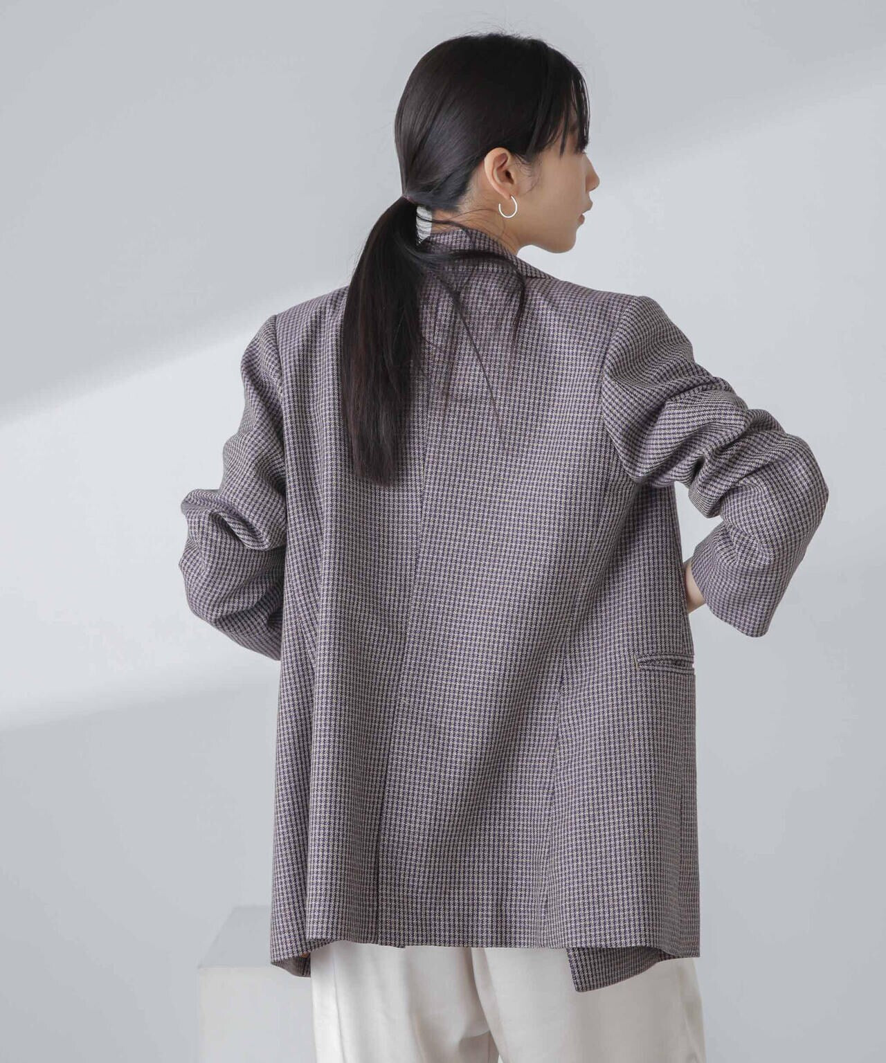 ツイル チェック ダブル ブレスト ジャケット