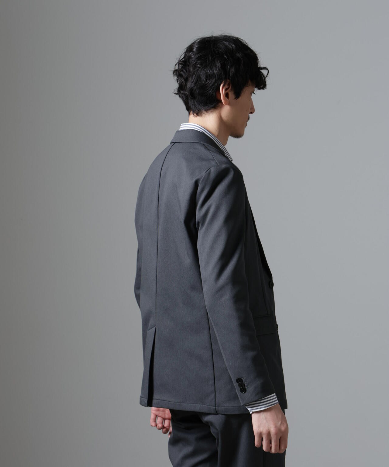 N JACKET BASIC」CATINA(R)メランジ二重織 ツイル ストレッチ ジャケット (セットアップ可)