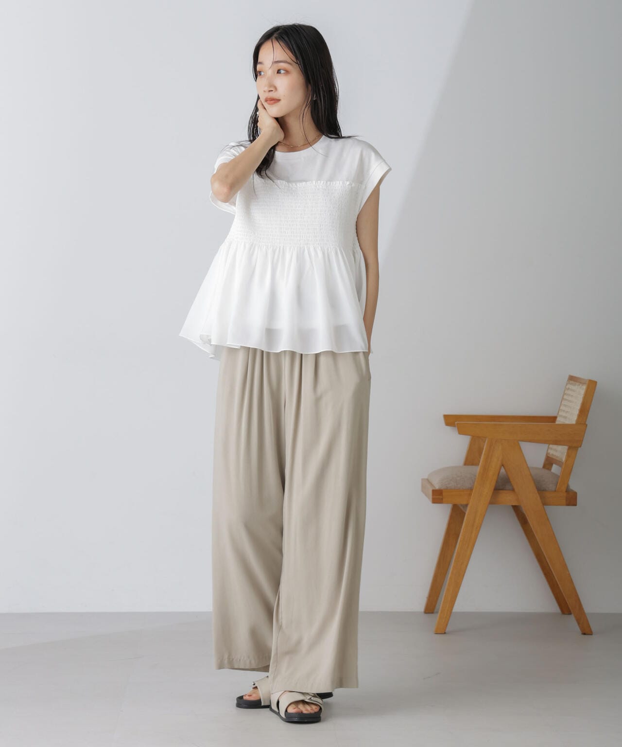 SET2点 シャーリングビスチェ+メッシュインナー｜ファッション