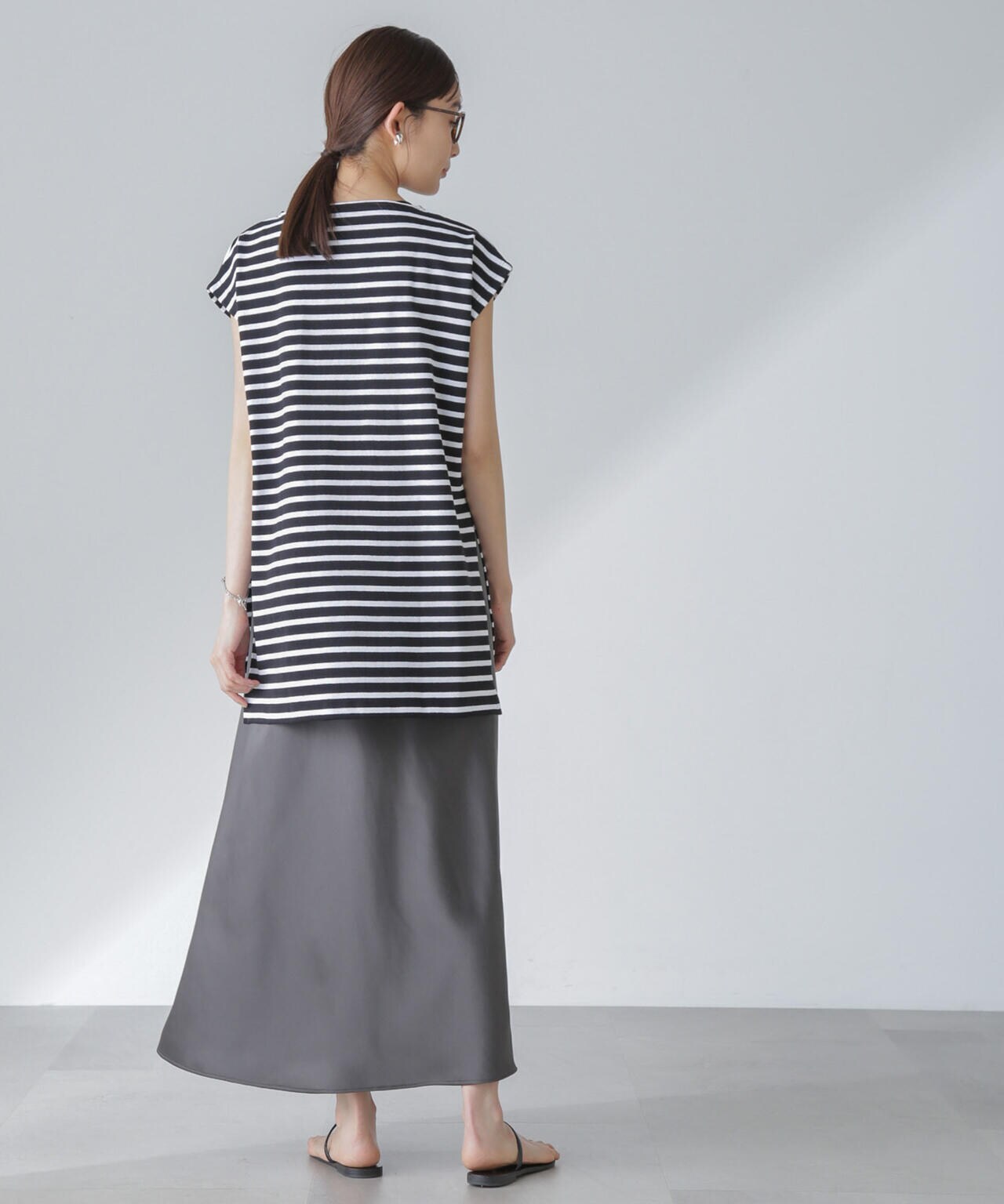 ORCIVAL/ロングスリット スリーブレス ボートネック PO 6714124035
